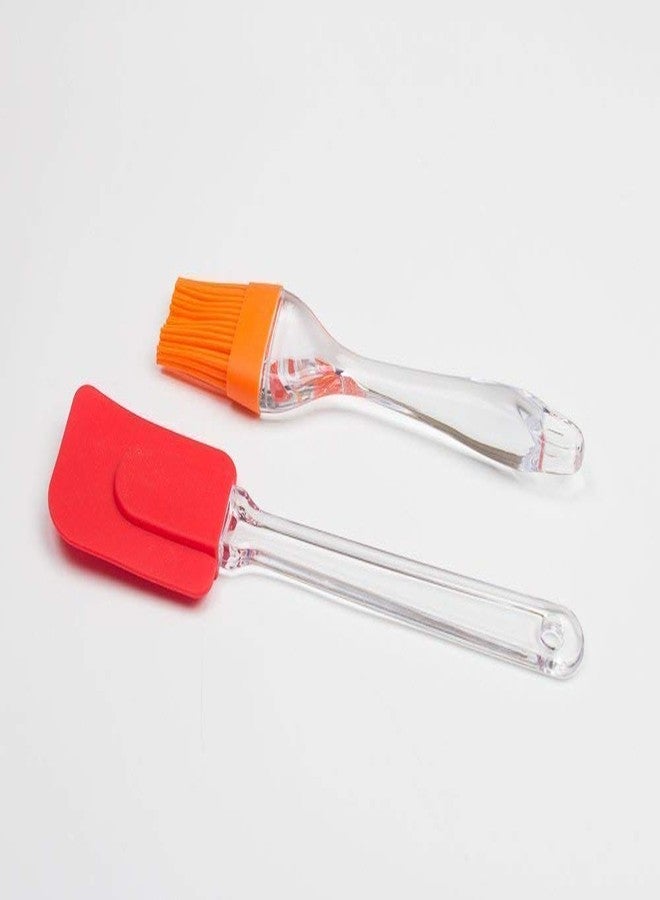 MARC Stainless Steel Kitchen Tong (Pack of 2) + Spatula and Brush for Cooking, Baking & Mixing, Seamless Design - Image 2